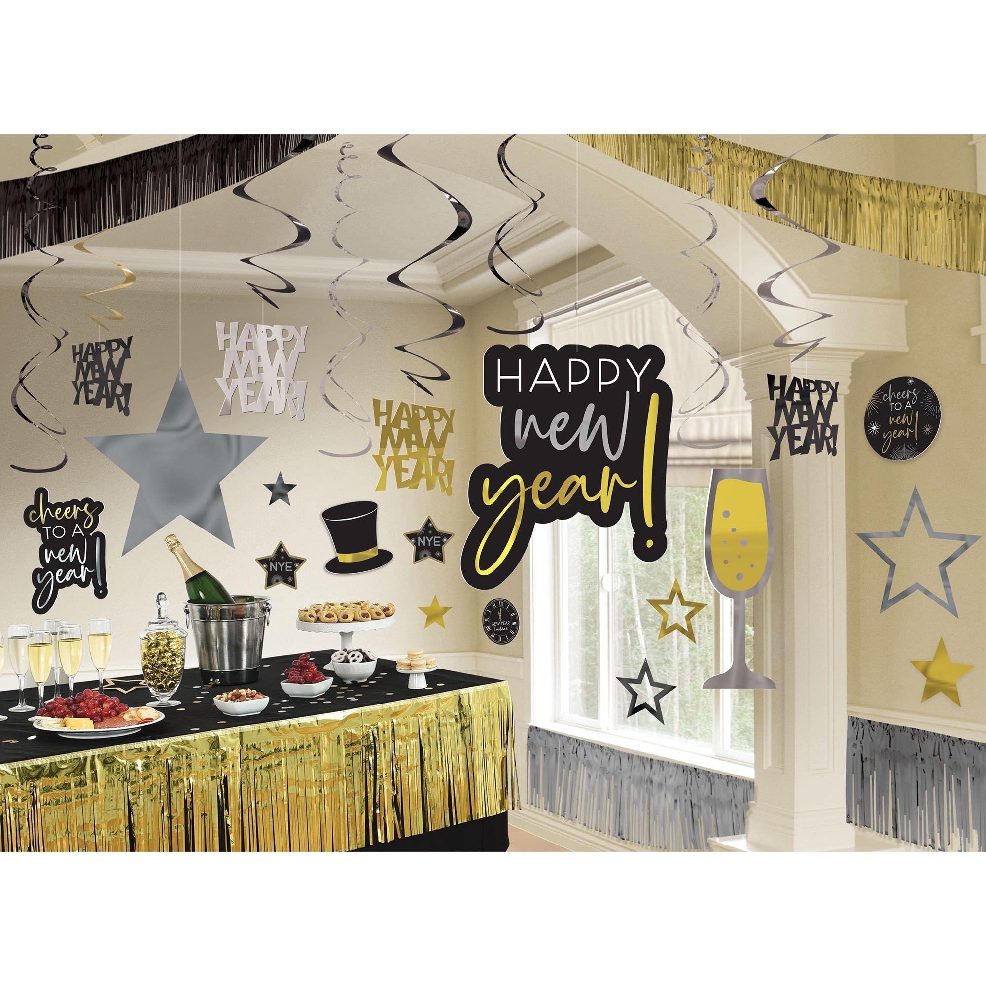 Deluxe Black, Gold & Silver Happy New Year Foil & Cardstock Room ...