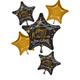 Midnight Hour Happy New Year Star Foil Balloon Bouquet, 5pc