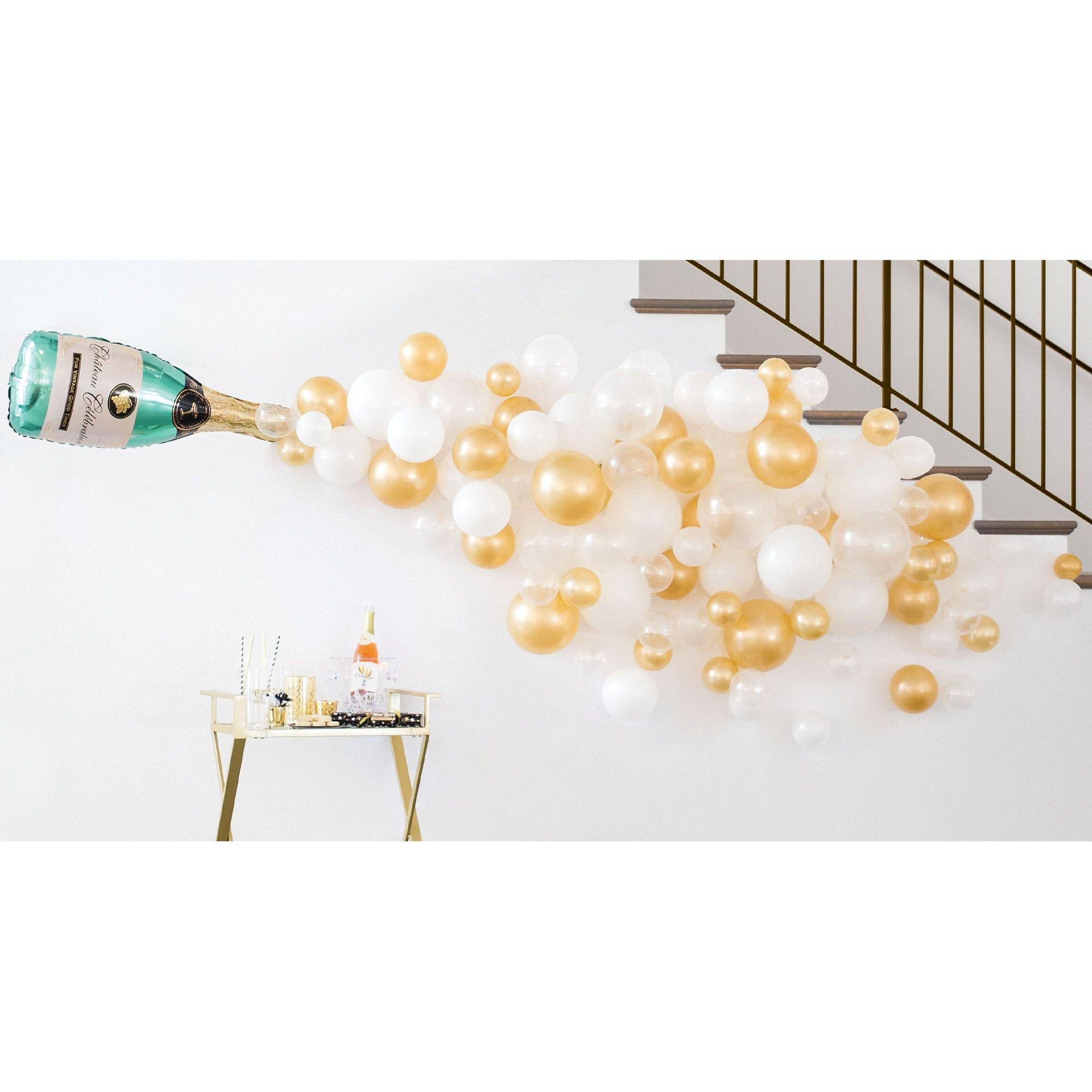 Champagne Poppin' Graduation Latex Balloon Garland Kit - Gold & White