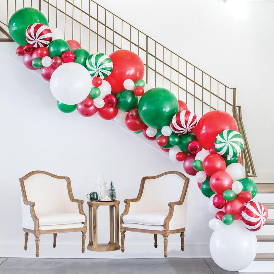DIY Air-Filled Peppermint Swirl Christmas Foil & Latex Balloon Garland Kit