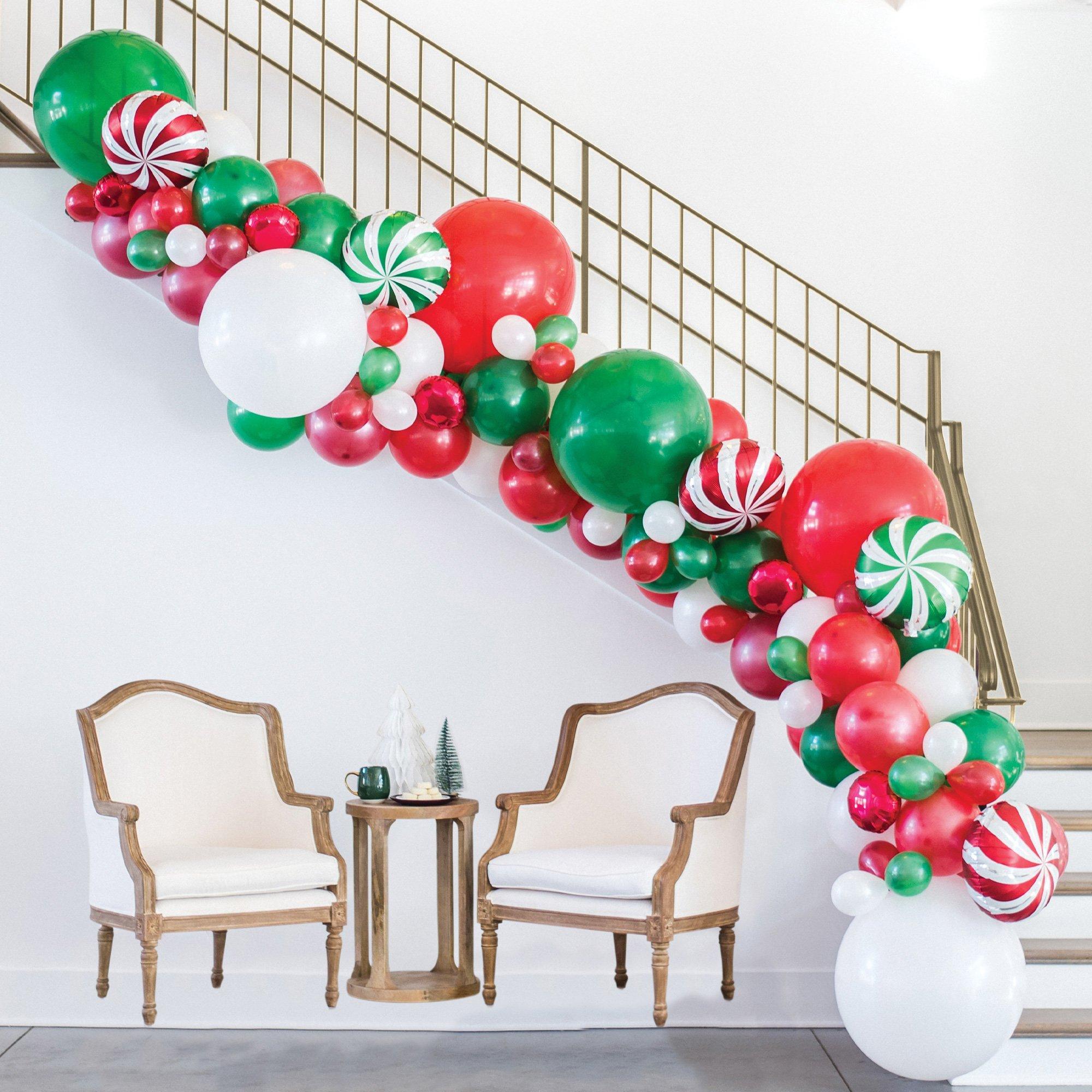 Christmas is Coming Peppermint DIY Balloon Garland Kit 5' 15', Includes  Pump & Wall Hooks 