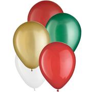 25ct, 5in, Traditional Christmas 5-Color Mix Mini Latex Balloons - Gold, Green, Reds & White
