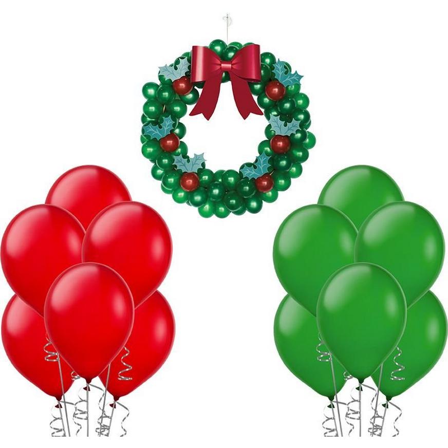 Air-Filled Christmas Latex Balloon Wreath Kit, 37in