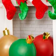 Air-Filled Latex Balloon Christmas Ornament Decorations, 24in Balloons, 4ct