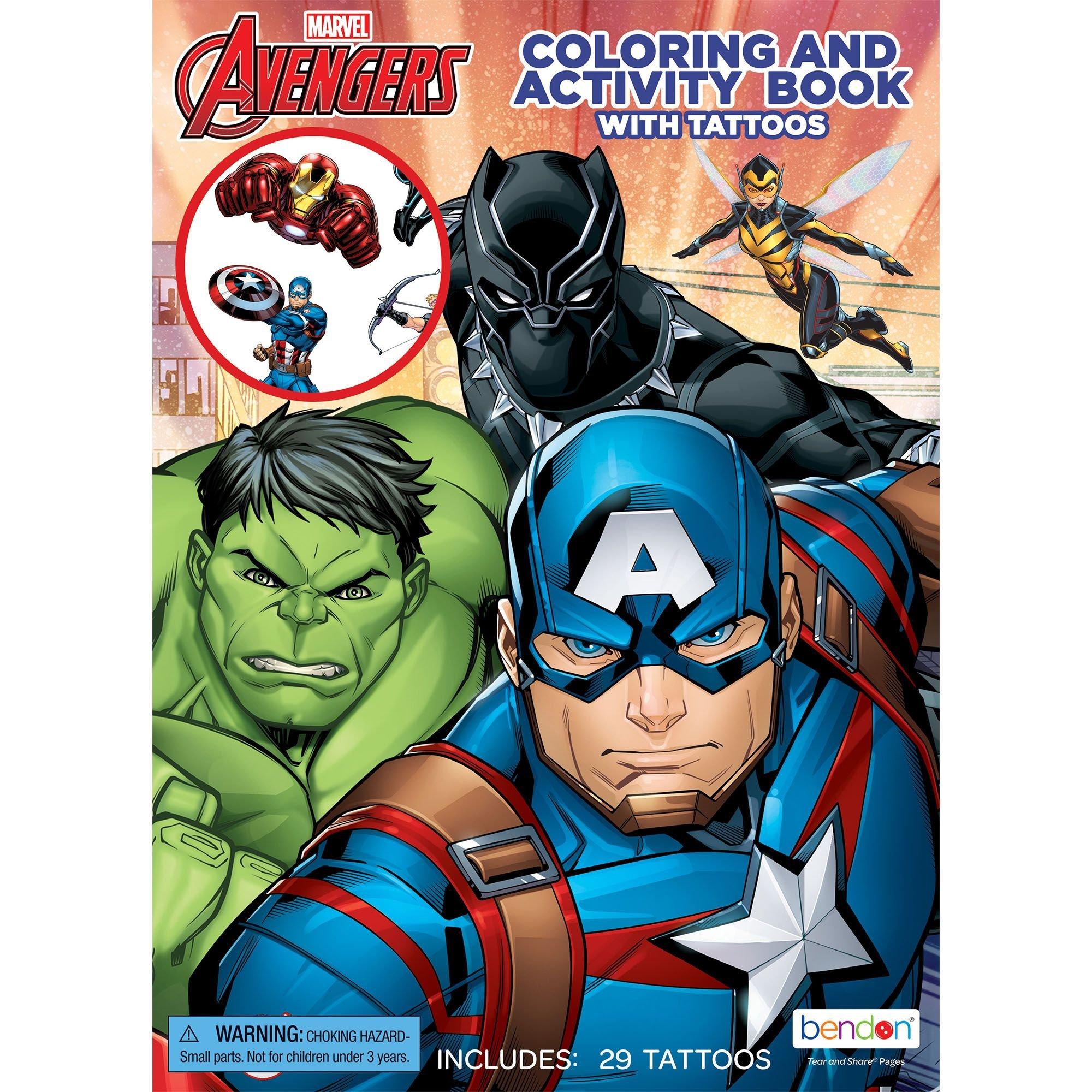 18 PC Marvel Avengers Coloring Books Set Kids Drawing Activity Washable Markers