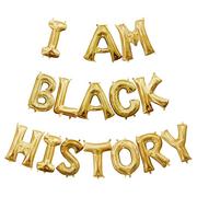 Air-Filled Gold I Am Black History Balloon Phrase, 13in, 15pc