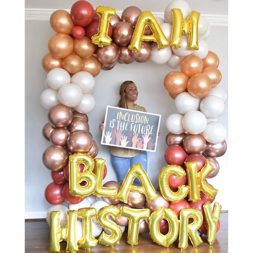 Air-Filled Gold I Am Black History Balloon Phrase, 13in, 15pc