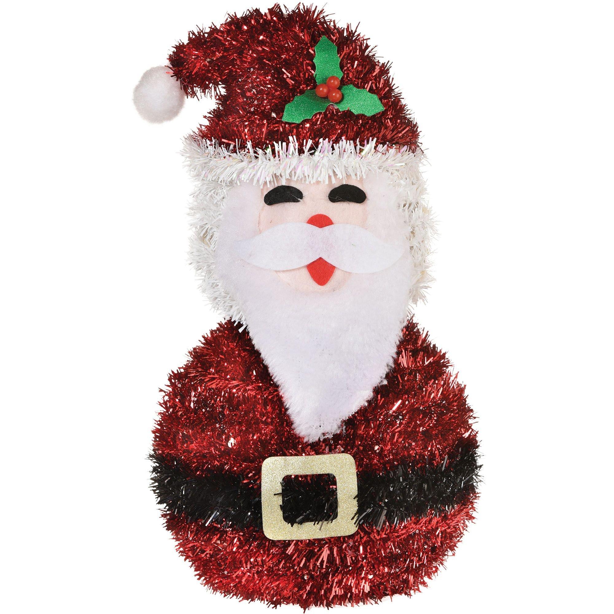 Santa Claus 3D Tinsel Christmas Decoration, 5.25in x 10.25in ...