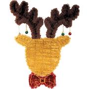 Christmas Ornament Reindeer 3D Tinsel Hanging Decoration, 17in x 22in