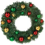 Gold, Green & Red Ornament Plastic & Foil Wreath, 18in