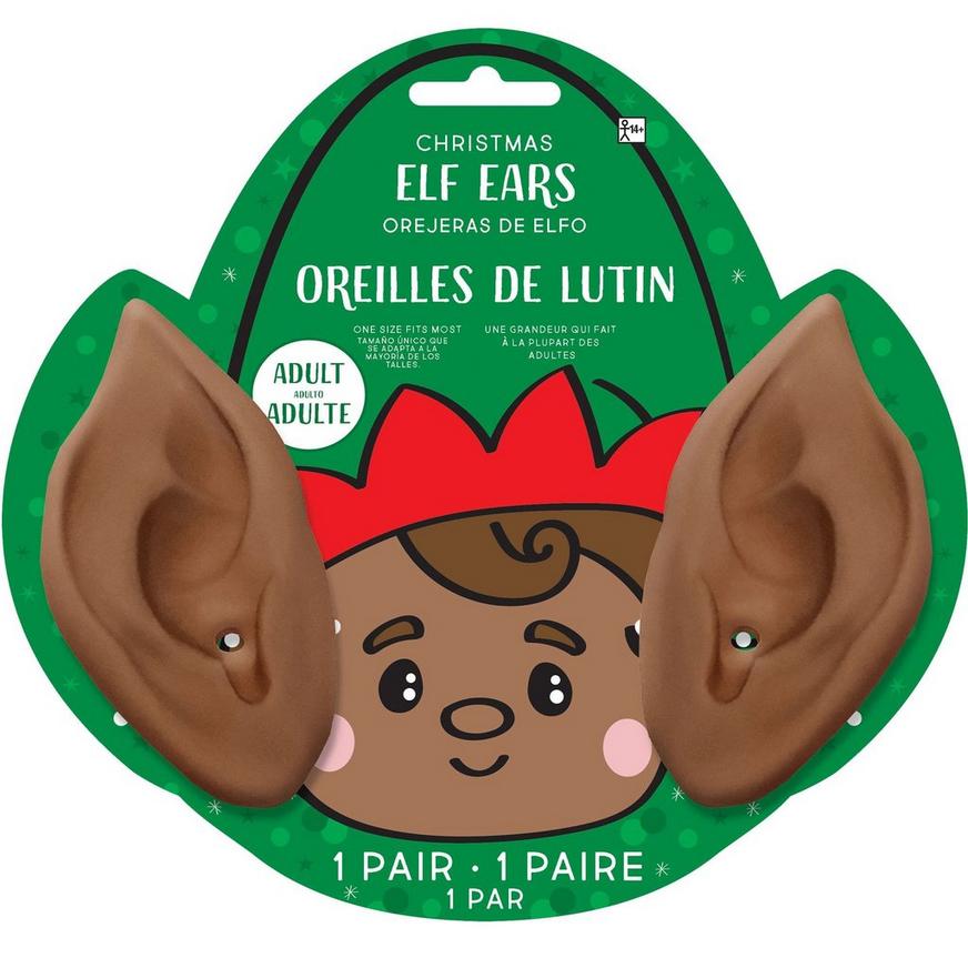 Christmas Dark Plastic Elf Ears, 2in x 3.5in