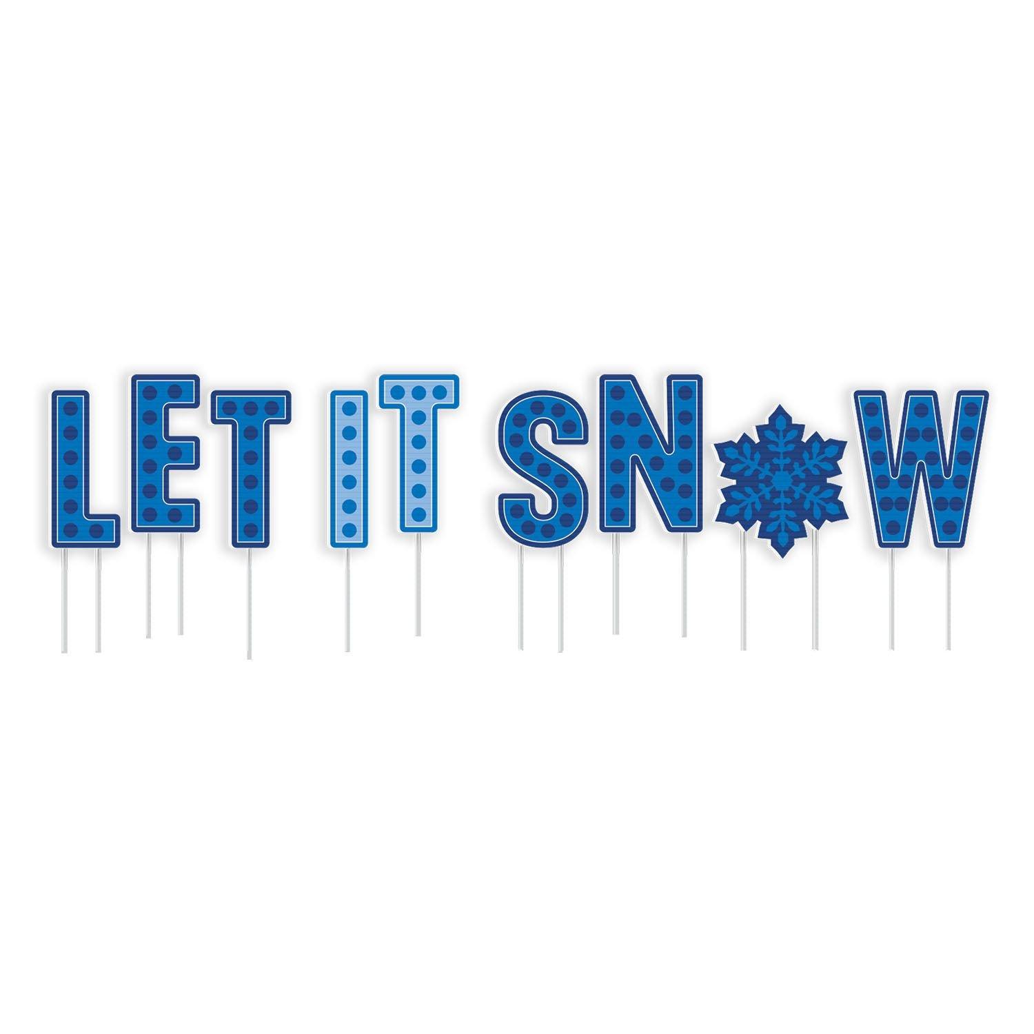 Let It Snow Plastic & Metal Yard Sign Kit, 9pc