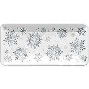 Metallic Silver Snowflake Melamine Rectangular Platter, 8in x 17in