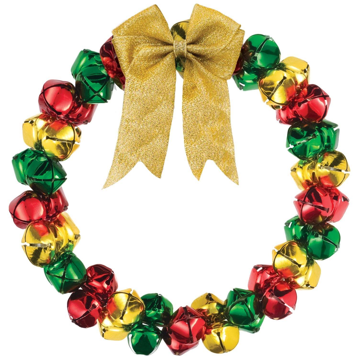 Jingle Bell Metal & Fabric Wreath, 10in Party City