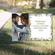Custom Love & Leaves Plastic Photo Yard Sign, 22in x 15in