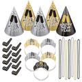 Kit for 10 - Black, Silver, & Gold Cheers New Year's Eve Party Kit, 30pc