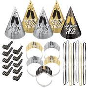 Kit for 10 - Black, Silver, & Gold Cheers New Year's Eve Party Kit