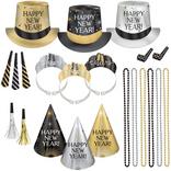 Kit for 25 - Black, Silver, & Gold Cheers New Year's Eve Party Kit, 75pc