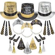 Kit for 100 - Black, Silver, & Gold Cheers New Year's Eve Party Kit