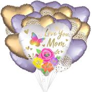 Butterfly, Flowers & Hearts Mother's Day Foil & Latex Balloon Bouquet, 19pc
