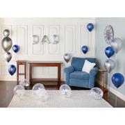 DIY Silver & Blue Father's Day Balloon Room Decorating Kit, 21pc