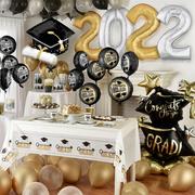 Deluxe DIY Black, Silver & Gold Graduation Balloon Room Decorating Kit, 65pc 
