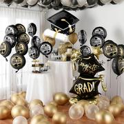 Grand DIY Black, Silver & Gold Graduation Balloon Room Decorating Kit, 57pc 