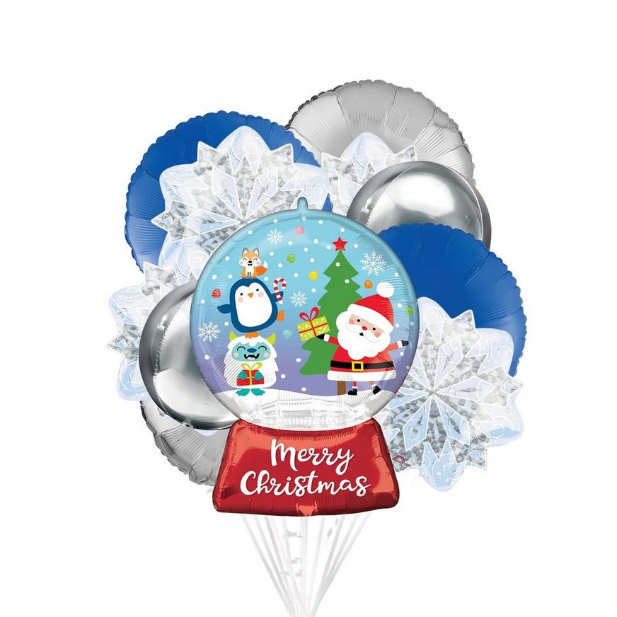 Snow Globe & Snowflake Foil Balloon Bouquet, 9pc