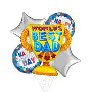 World's Best Dad Trophy & Star Father's Day Balloon Bouquet, 5pc