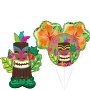 Tropical Tiki Foil Balloon Bouquet, 4pc