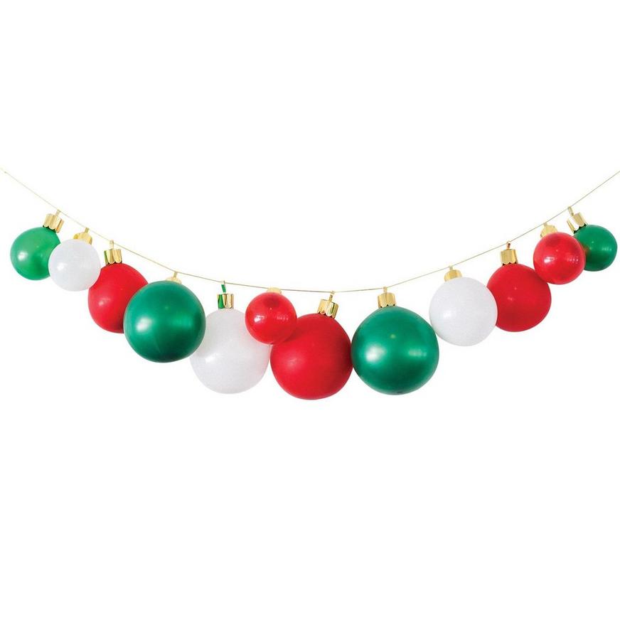 Red & Green Balloon Ornaments Christmas Mantel Decorating Kit, 4pc
