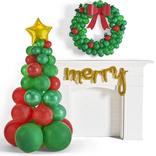 Merry Balloon Wreath & Christmas Tree Mantel Decorating Kit, 4pc