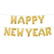 Air-Filled Gold Happy New Year Foil Balloon Phrase Banner, 16in Letters