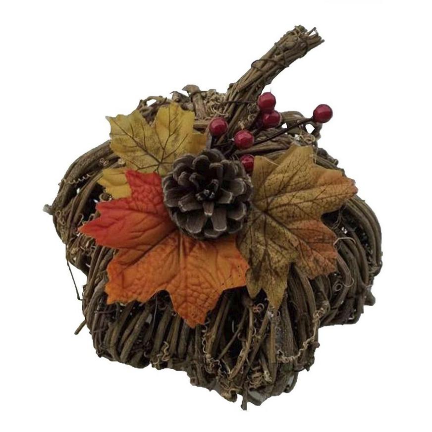 Fall Natural & Synthetic Pumpkin Decoration, 8in