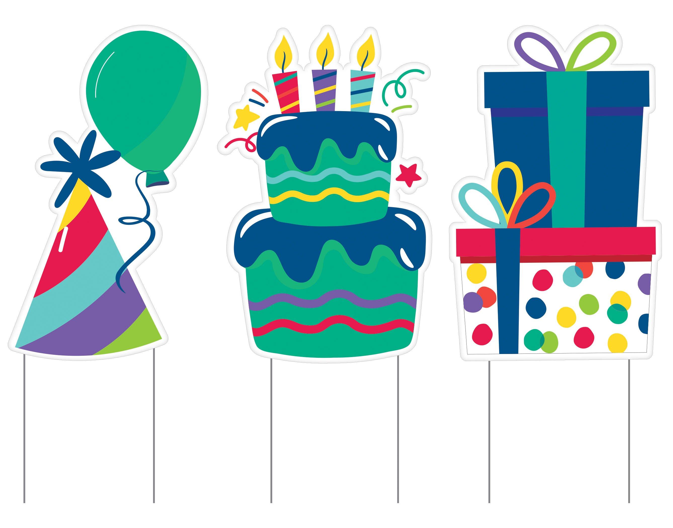 Birthday Icons Corrugated Plastic Yard Sign Set, 15.6in x 25in, 3pc