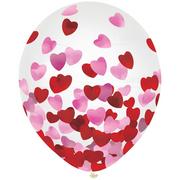 6ct, 12in, Metallic Pink & Red Heart Confetti Latex Balloon