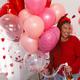 6ct, 12in, Metallic Pink & Red Heart Confetti Latex Balloon
