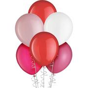 15ct, 11in, Valentine's Day 5-Color Mix Latex Balloons - Pinks, Reds & White