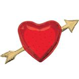 Air-Filled Red Heart & Gold Arrow Foil Balloon, 24in x 13in