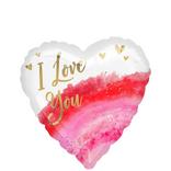 Watercolor Geode I Love You Heart Foil Balloon, 17in