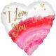 Pink & Gold Watercolor Geode I Love You Heart Foil Balloon, 28in