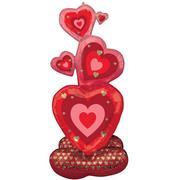 AirLoonz Red, Pink & Gold Stacked Heart Cluster Balloon, 48in
