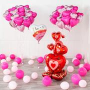 AirLoonz Valentine's Day Stacked Hearts Cluster Foil Balloon, 48in