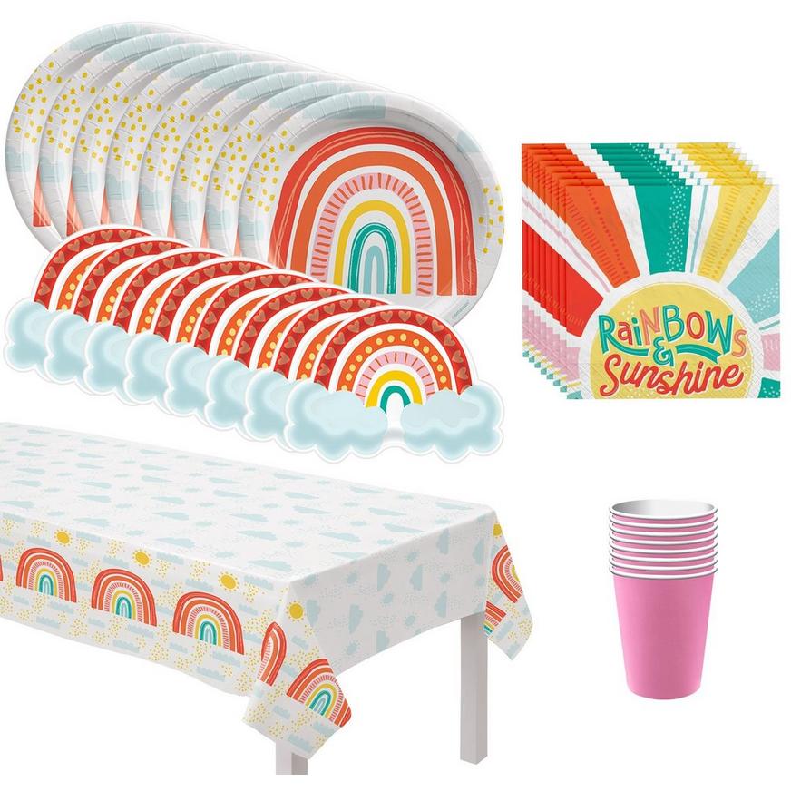 Retro Rainbow Basic Tableware Kit for 8 Guests
