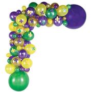 Air-Filled Purple, Green & Gold Fleur-de-Lis Mardi Gras Balloon Garland Kit