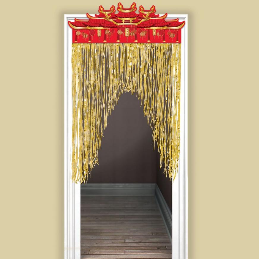 Chinese New Year Foil & Cardstock Doorway Curtain, 39in x 55in