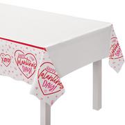 Cross My Heart Happy Valentine's Day Plastic Table Cover, 54in x 102in