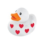 White & Red Heart-Covered Valentine's Day Rubber Duck, 1.75in