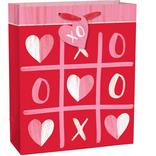 Pink & Red X's & O's Valentine's Day Paper Gift Bag, 10in x 12in