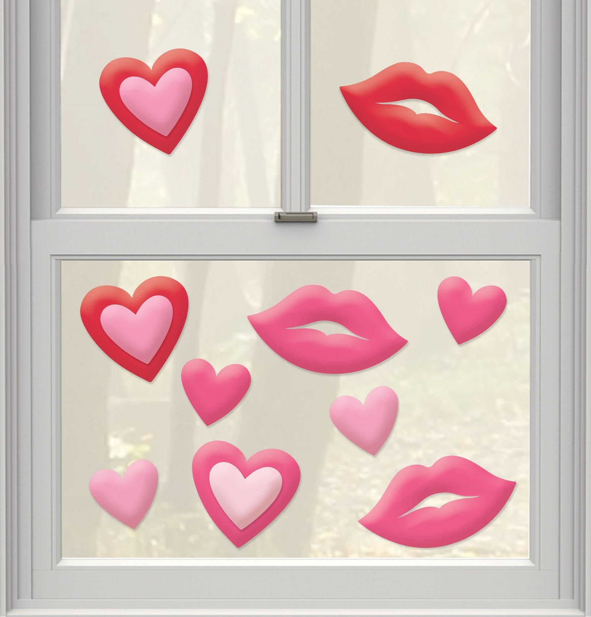 Hearts & Lips Gel Cling Decals, 10pc